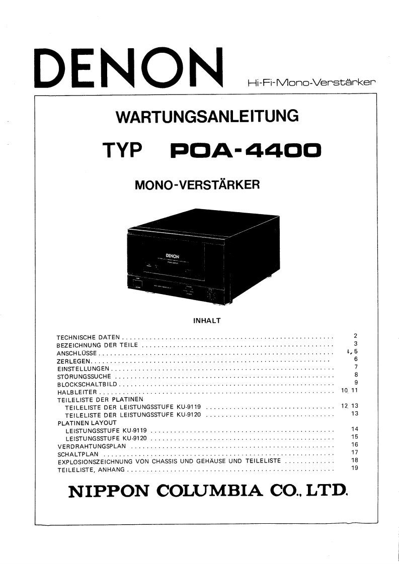 Denon-POA4400-pwr-维修说明书手册含电器原理图