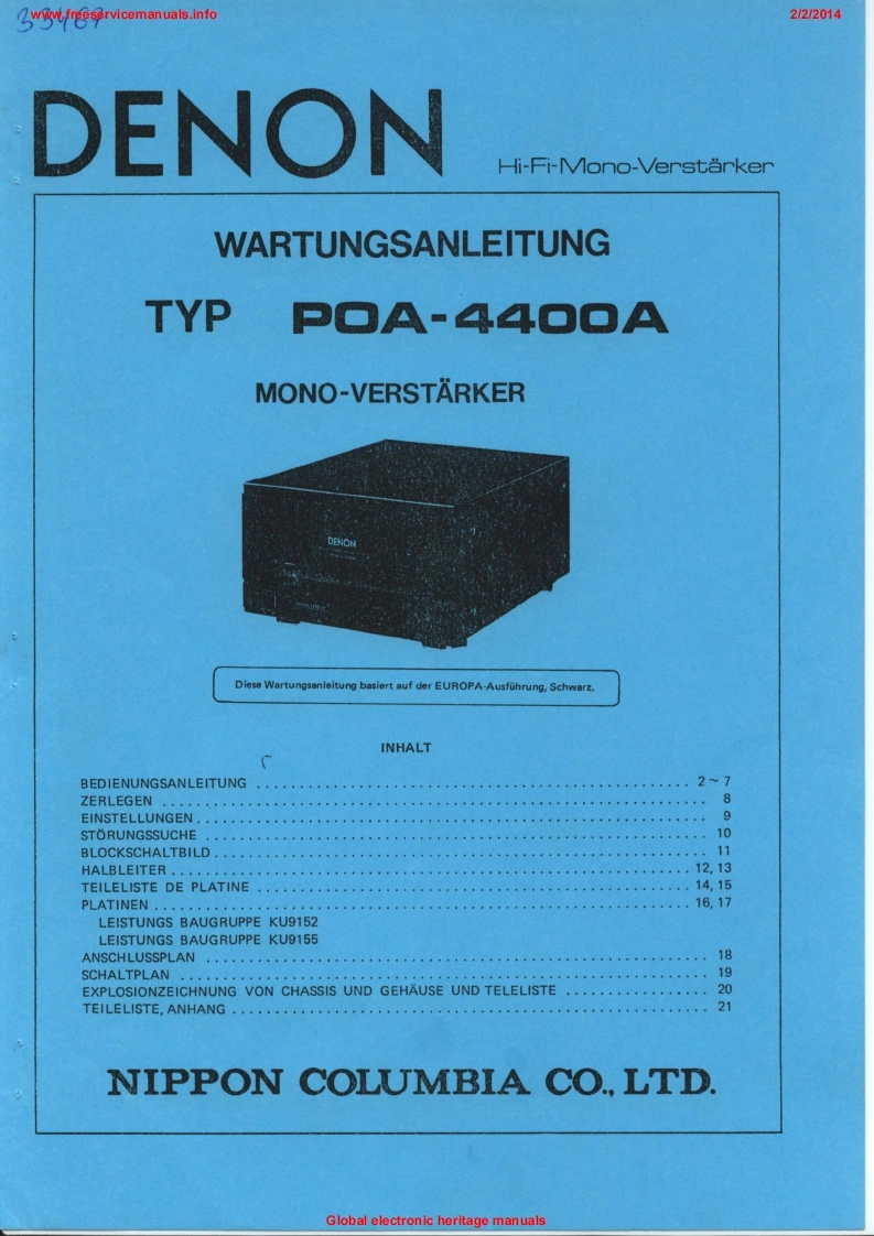 Denon-POA4400A-pwr-维修说明书手册含电器原理图-找手册网