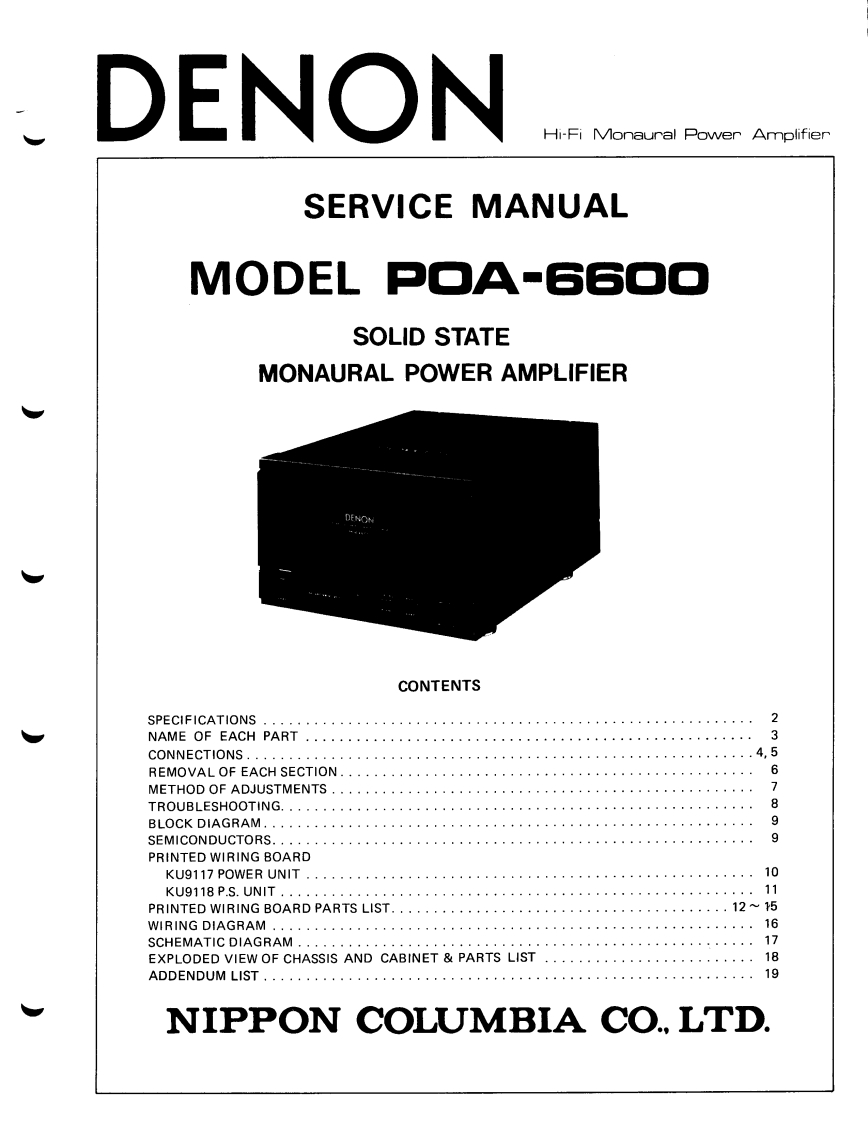 Denon-POA6600-pwr-维修说明书手册含电器原理图-找手册网
