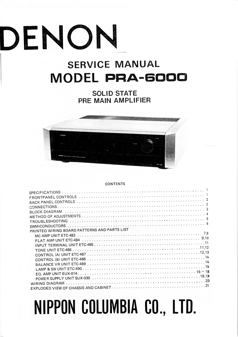 Denon-PRA6000-pre-维修说明书手册含电器原理图-找手册网