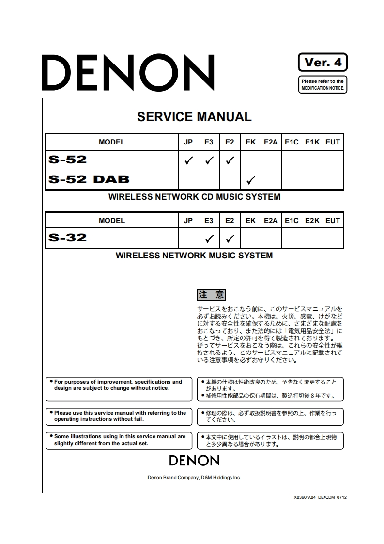 Denon-S32-rec-维修说明书手册含电器原理图