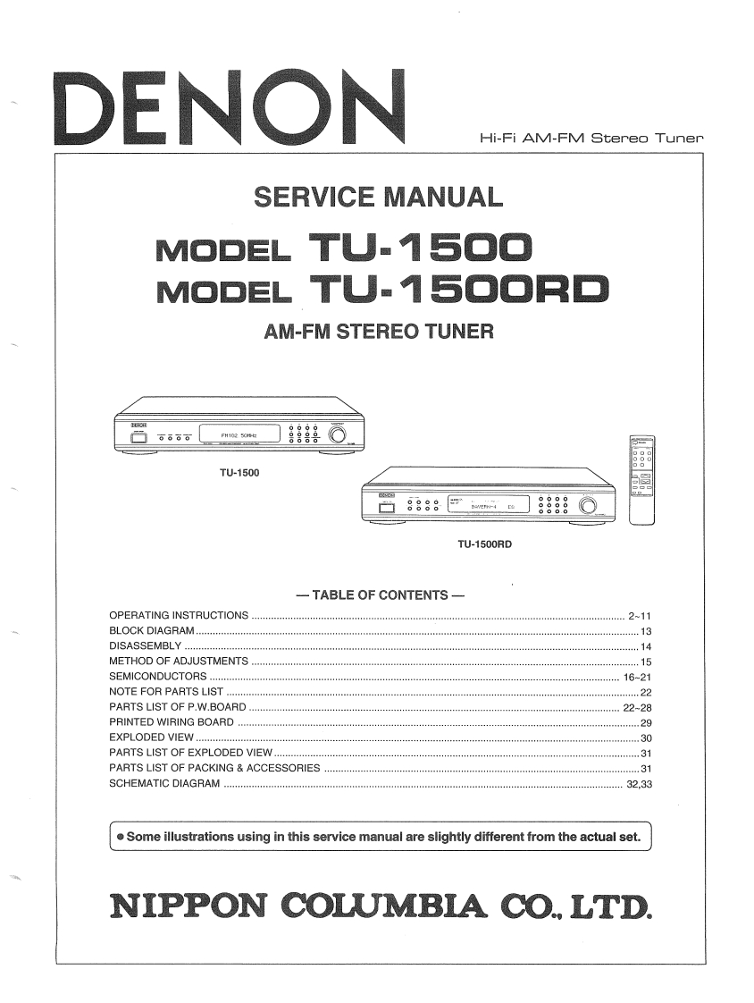 Denon-TU1500-tun-维修说明书手册含电器原理图
