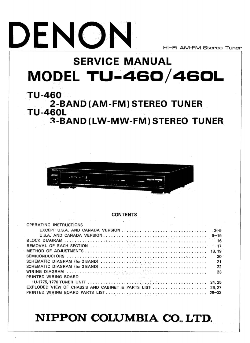 Denon-TU460L-tun-维修说明书手册含电器原理图