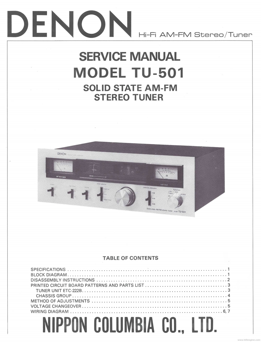 Denon-TU501-tun-维修说明书手册含电器原理图