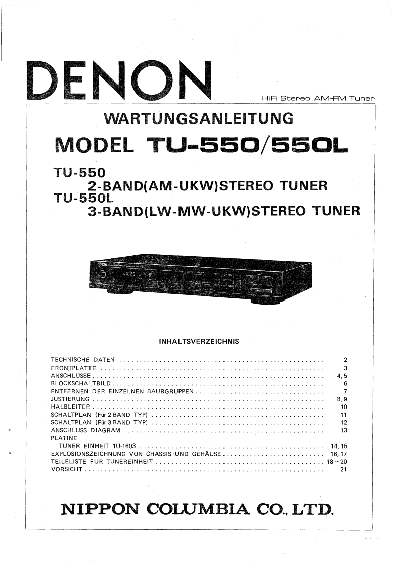 Denon-TU550L-tun-维修说明书手册含电器原理图
