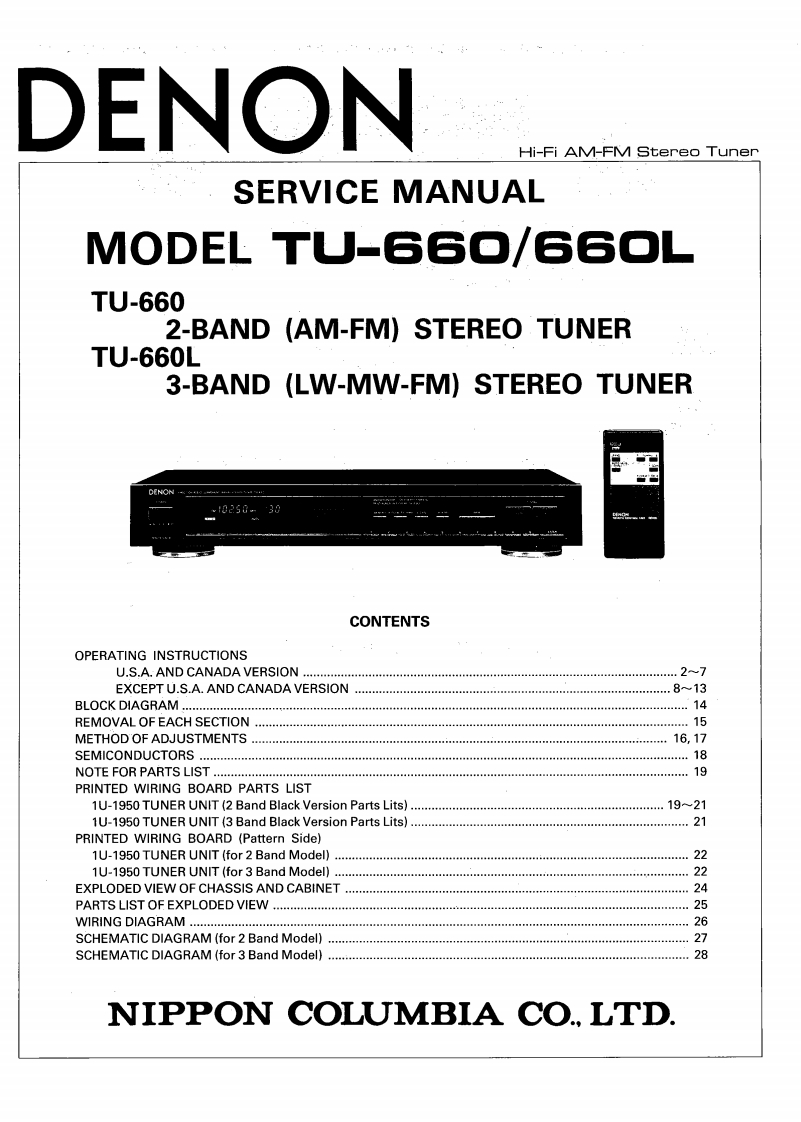 Denon-TU660L-tun-维修说明书手册含电器原理图