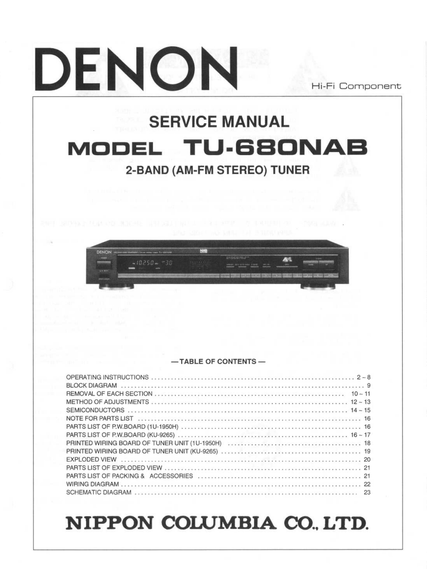 Denon-TU680NAB-tun-维修说明书手册含电器原理图