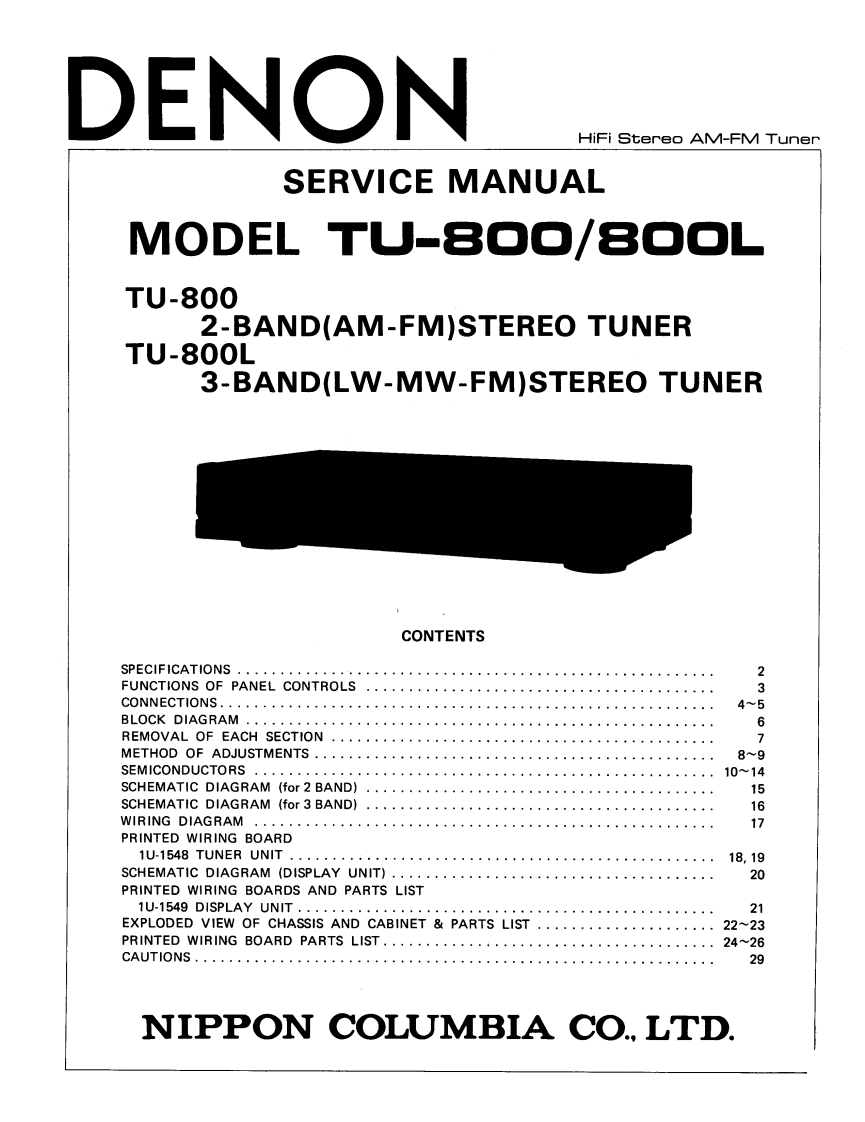 Denon-TU800L-tun-维修说明书手册含电器原理图