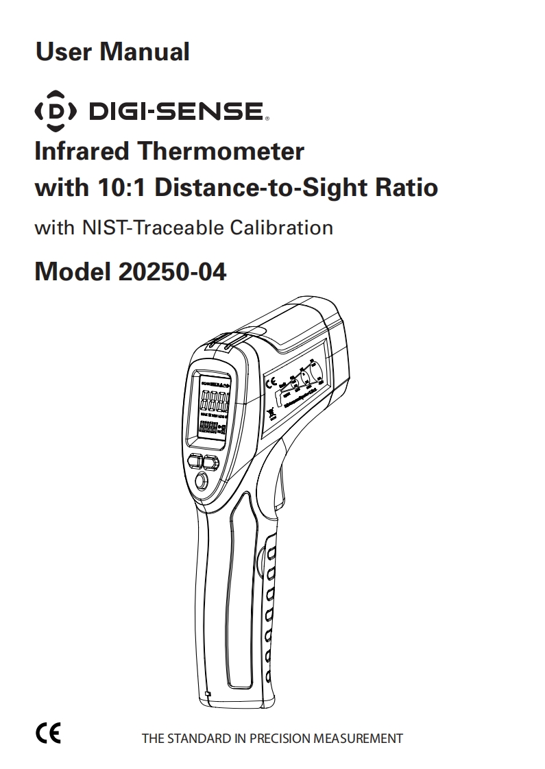 Digi-Sense_20250-04_Infrared_Thermometer_with_10_1_Distance-to-Sight_Ration_使用手册说明书
