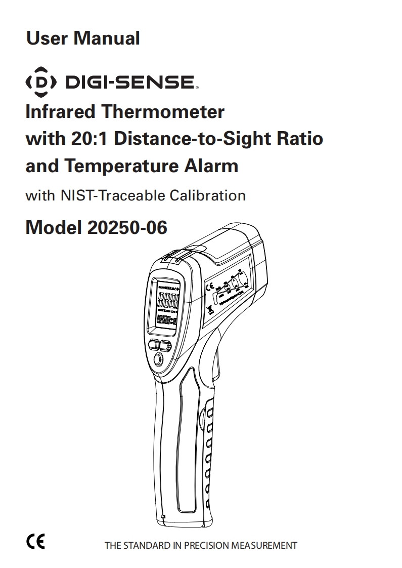 Digi-Sense_20250-06_Infrared_Thermometer_with_10_1_Distance-to-Sight_Ratio_and_Temperature_Alarm_使用手册说明书