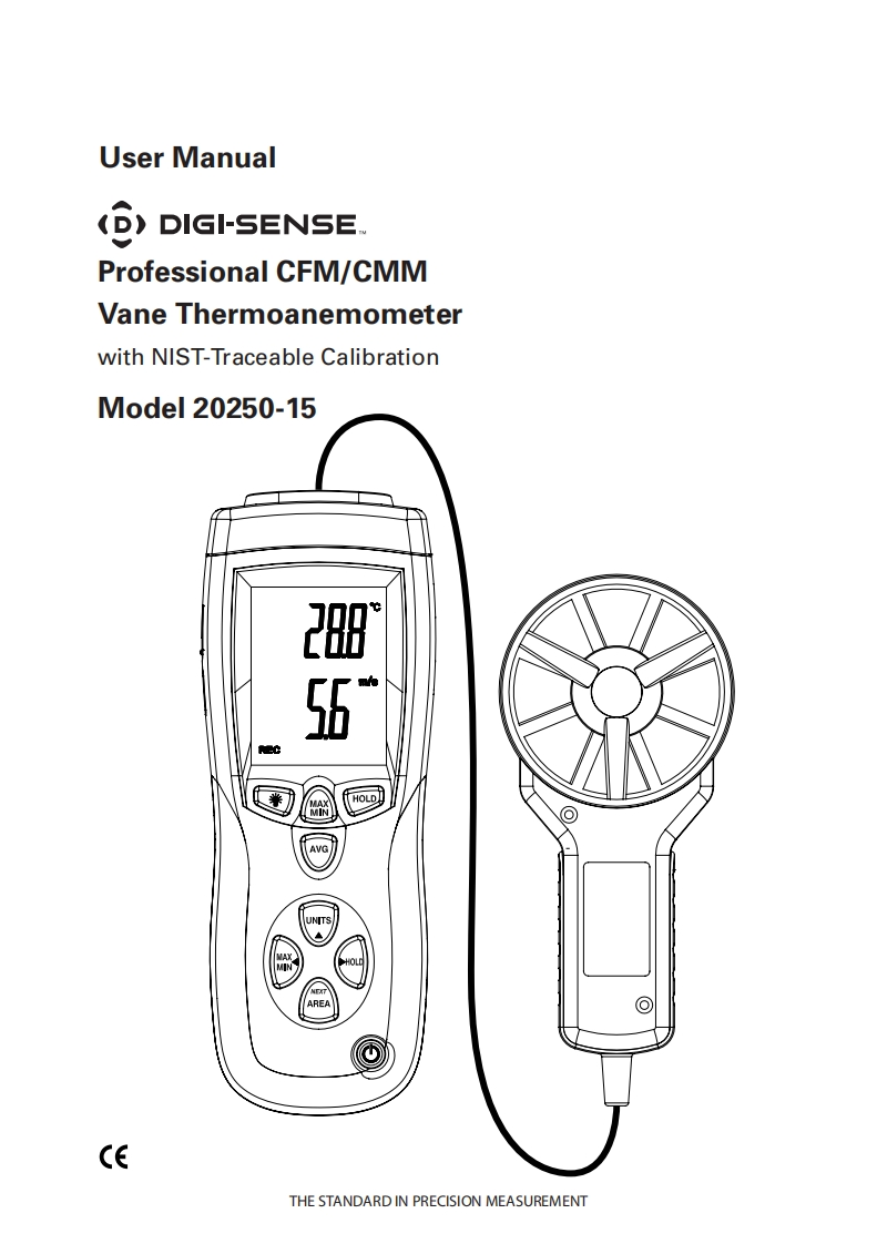 Digi-Sense_20250-15_Professional_CFM_CMM_Vane_Thermoanemometer_使用手册说明书