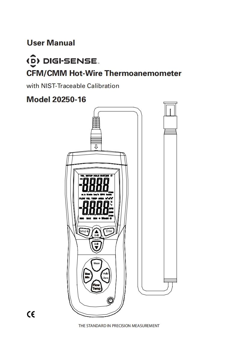 Digi-Sense_20250-16_CFM_CMM_Hot-Wire_Thermoanemometer_使用手册说明书