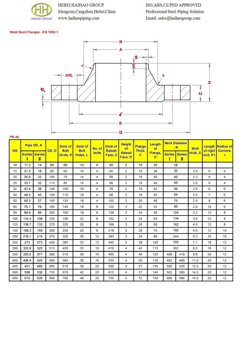Dimensions-of-weld-neck-flanges-EN-1092-11-pn-40参考标准规范