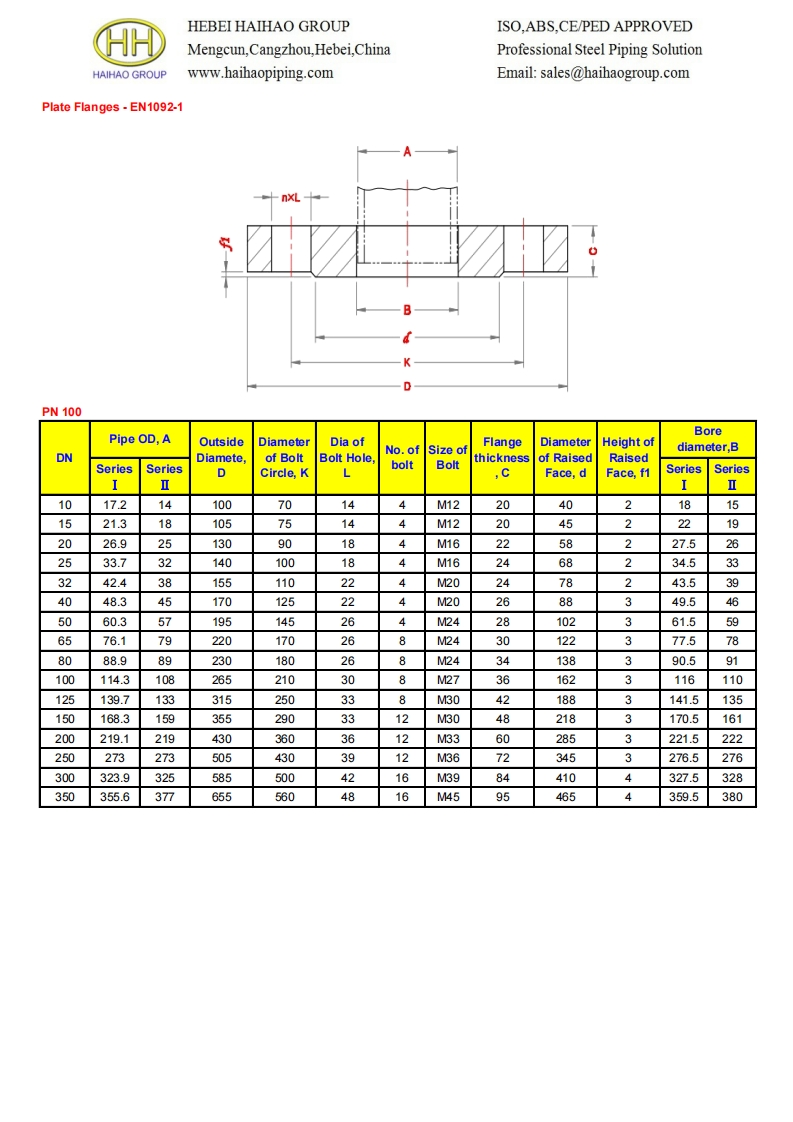 Dimesions-of-plate-flanges-EN-1092-1-PN100参考标准规范
