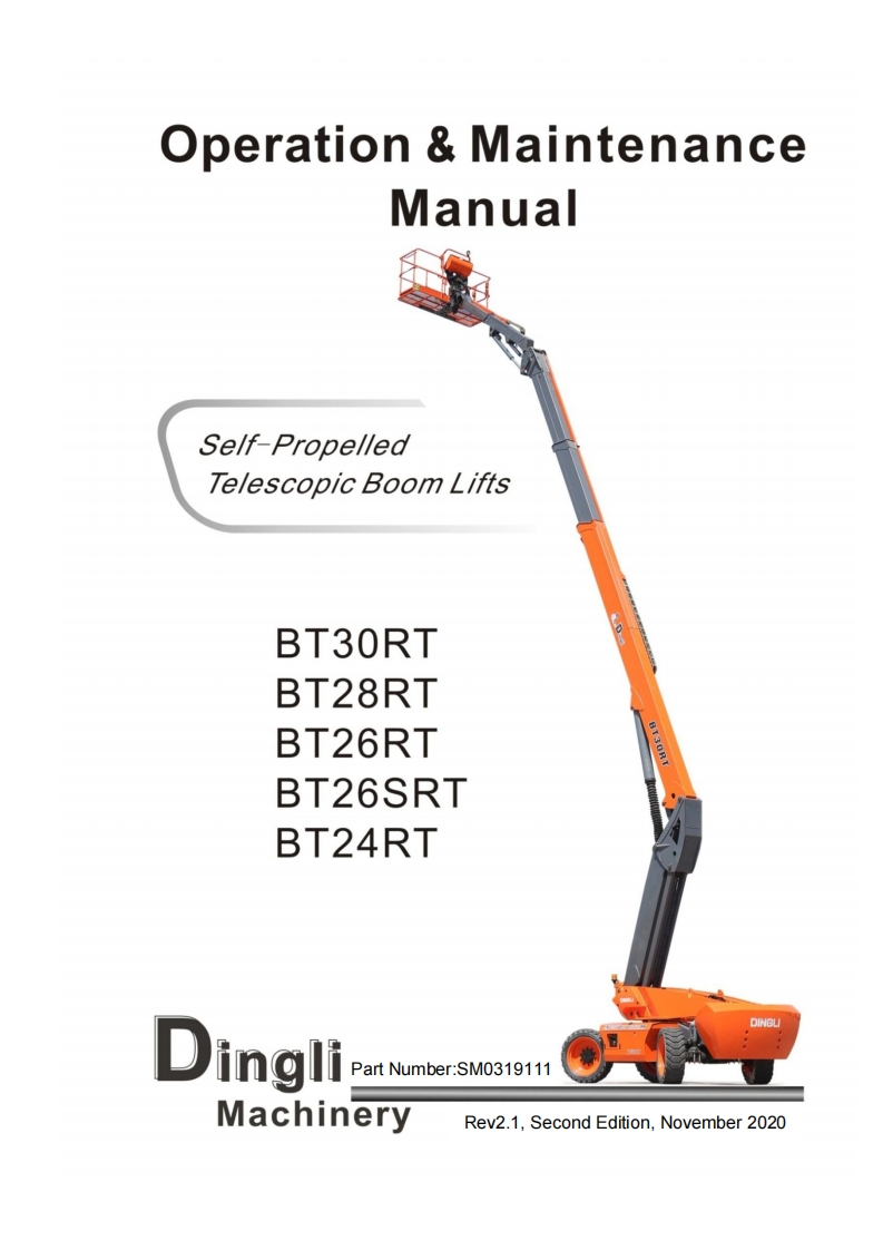 Dingli-BT24-RT-Operations-Manual操作与维护保养说明书手册