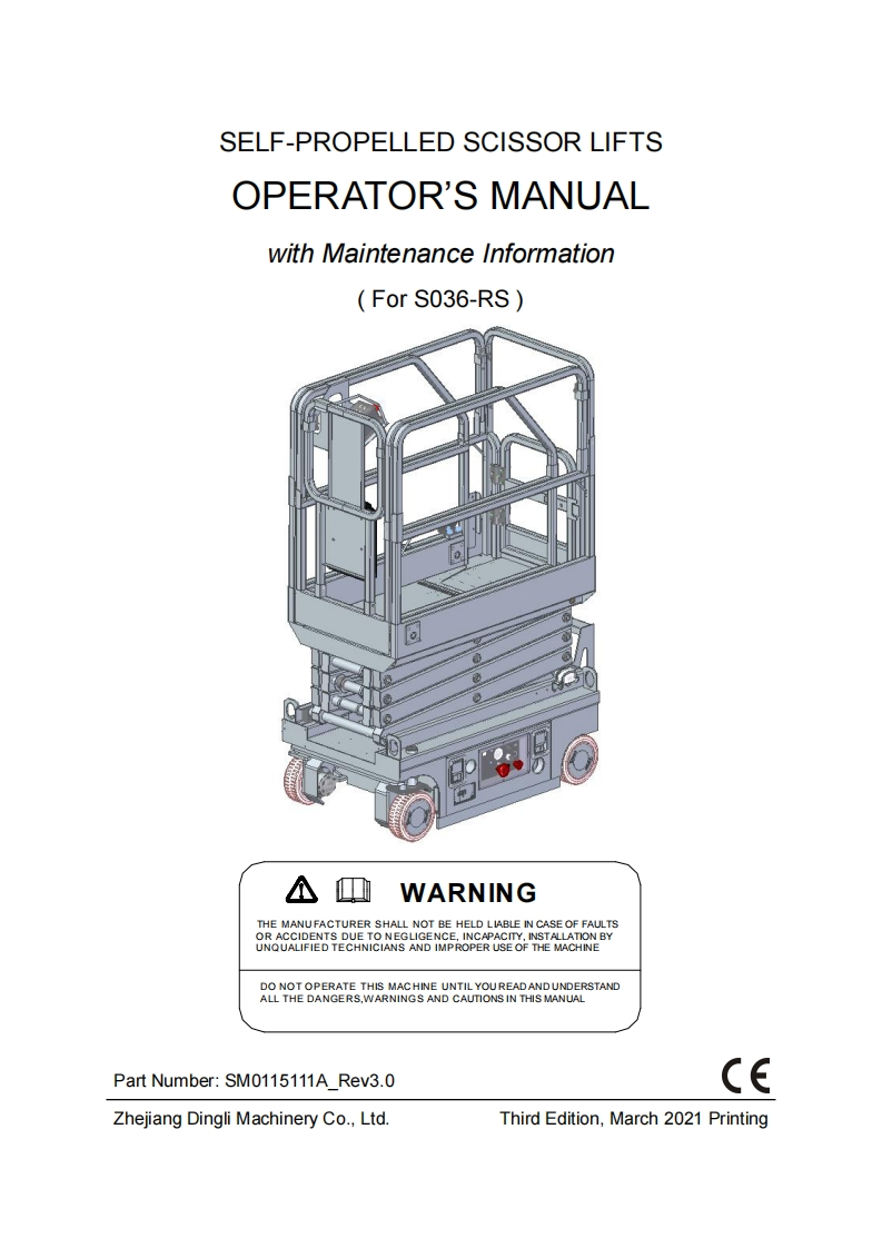 Dingli-RIZER-S036-RS-Operations-Manual操作与维护保养说明书手册