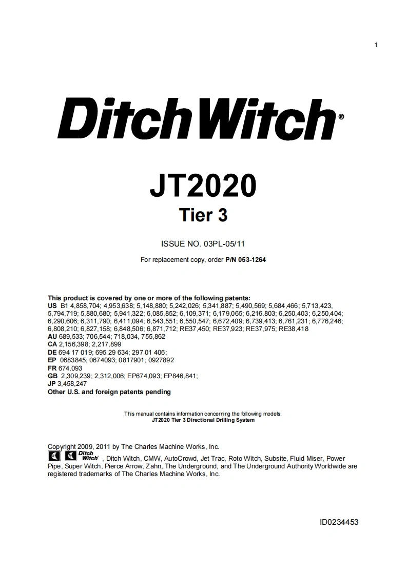 DitchWitch-JT2020Tier3水平定向钻零部件目录图册