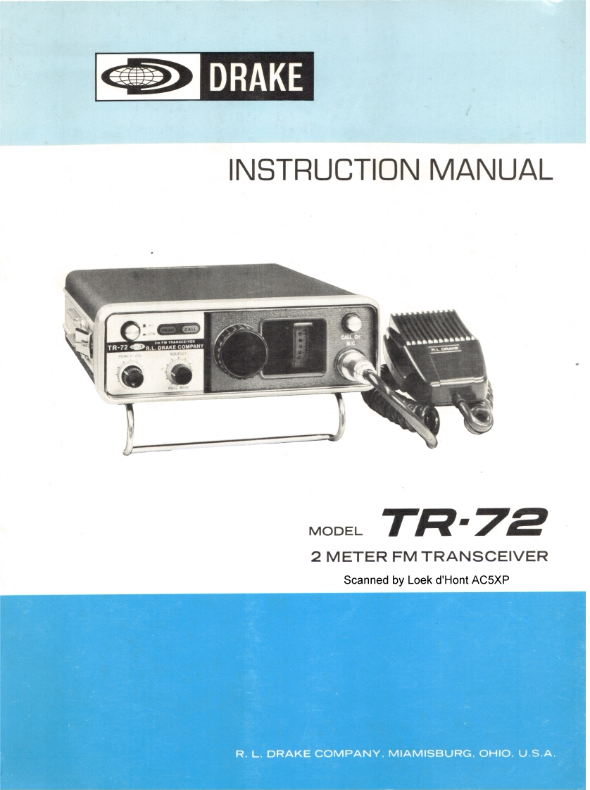 Drake_TR-72_-_Kenwood_TR-7200_user操作说明书手册_AC5X_1973