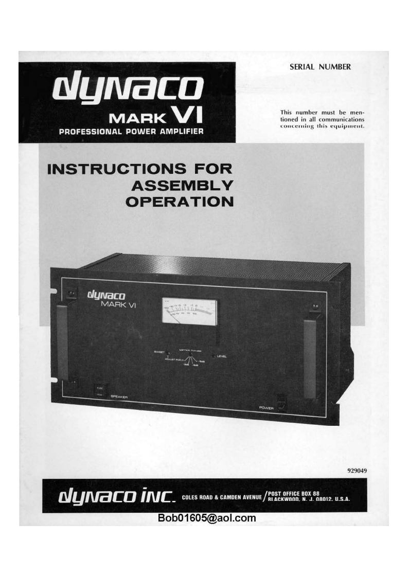 Dynaco-DynakitMKVI-pwr-维修说明书手册含电器原理图
