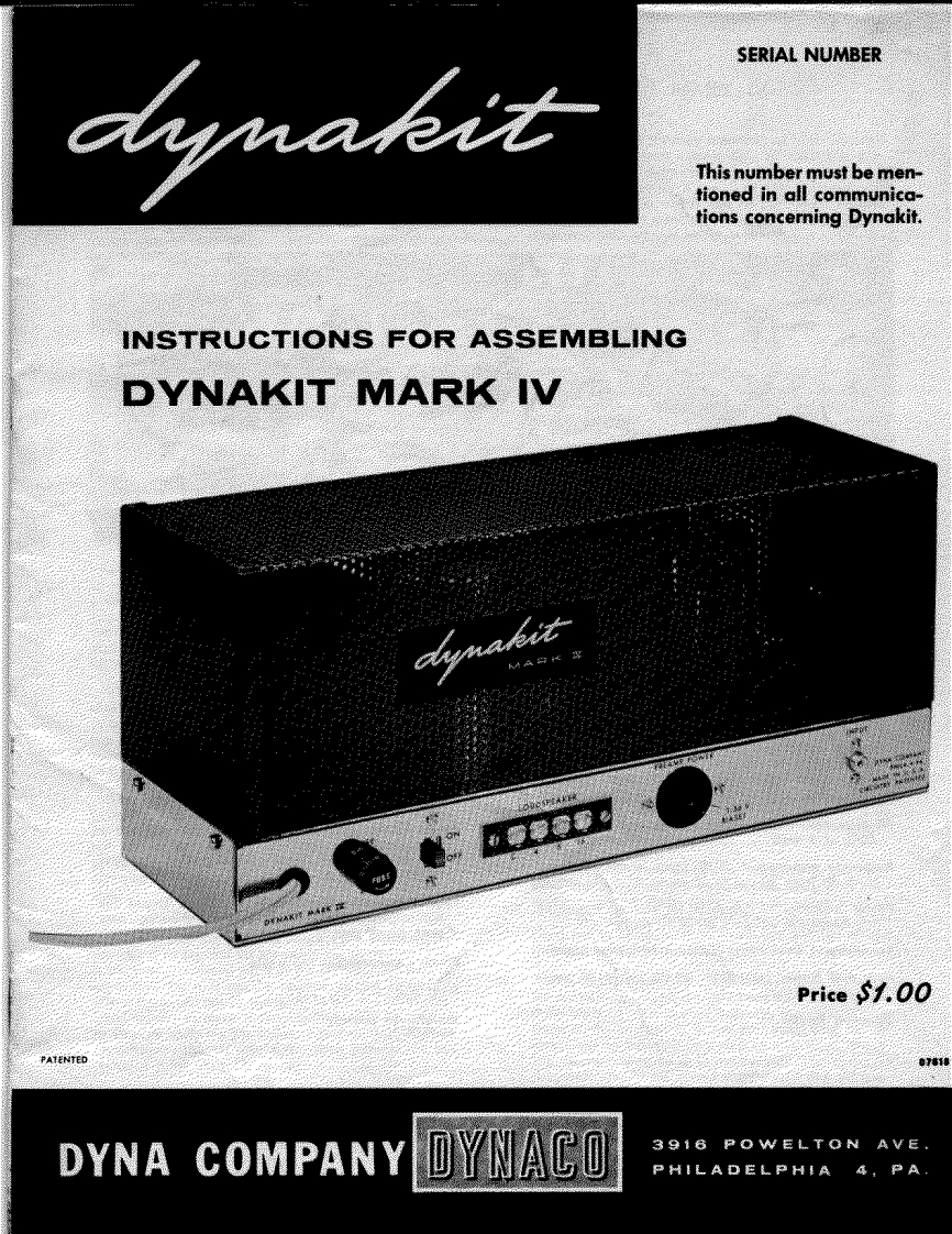 Dynaco-MarkIV-pwr-维修说明书手册含电器原理图