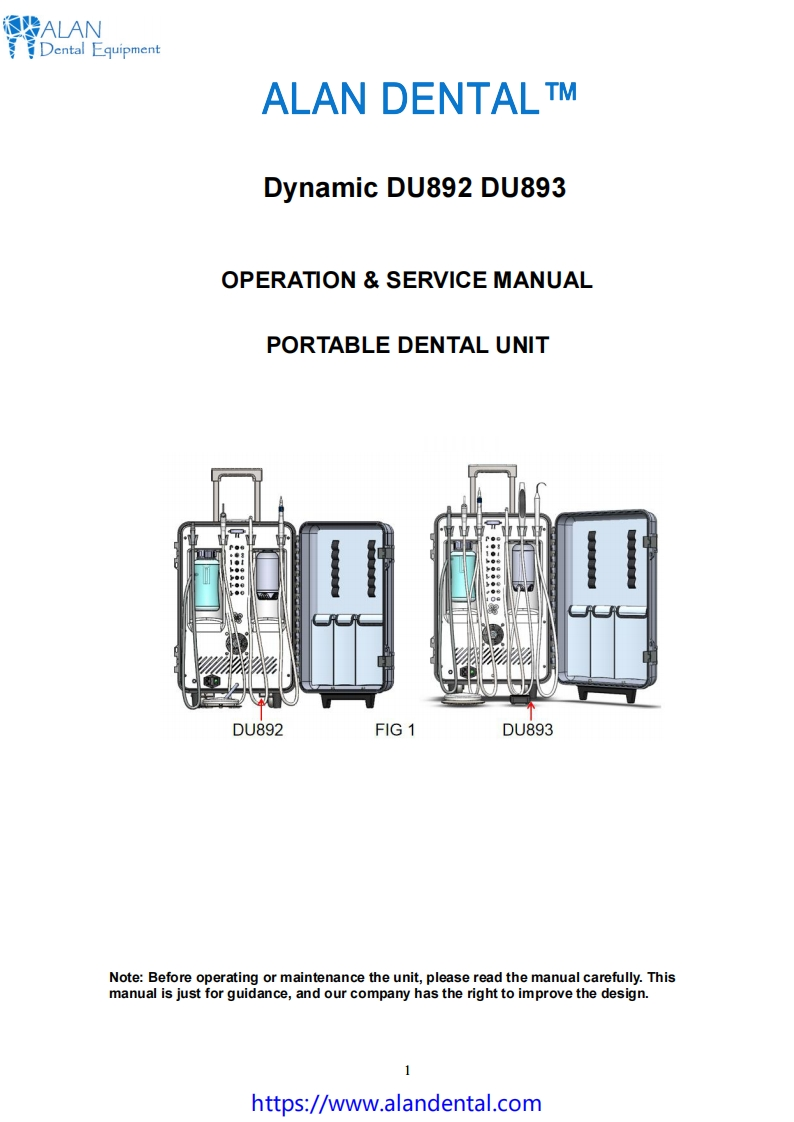 Dynamic-DU892-DU893-Portable-Dental-Unit-操作说明书手册l