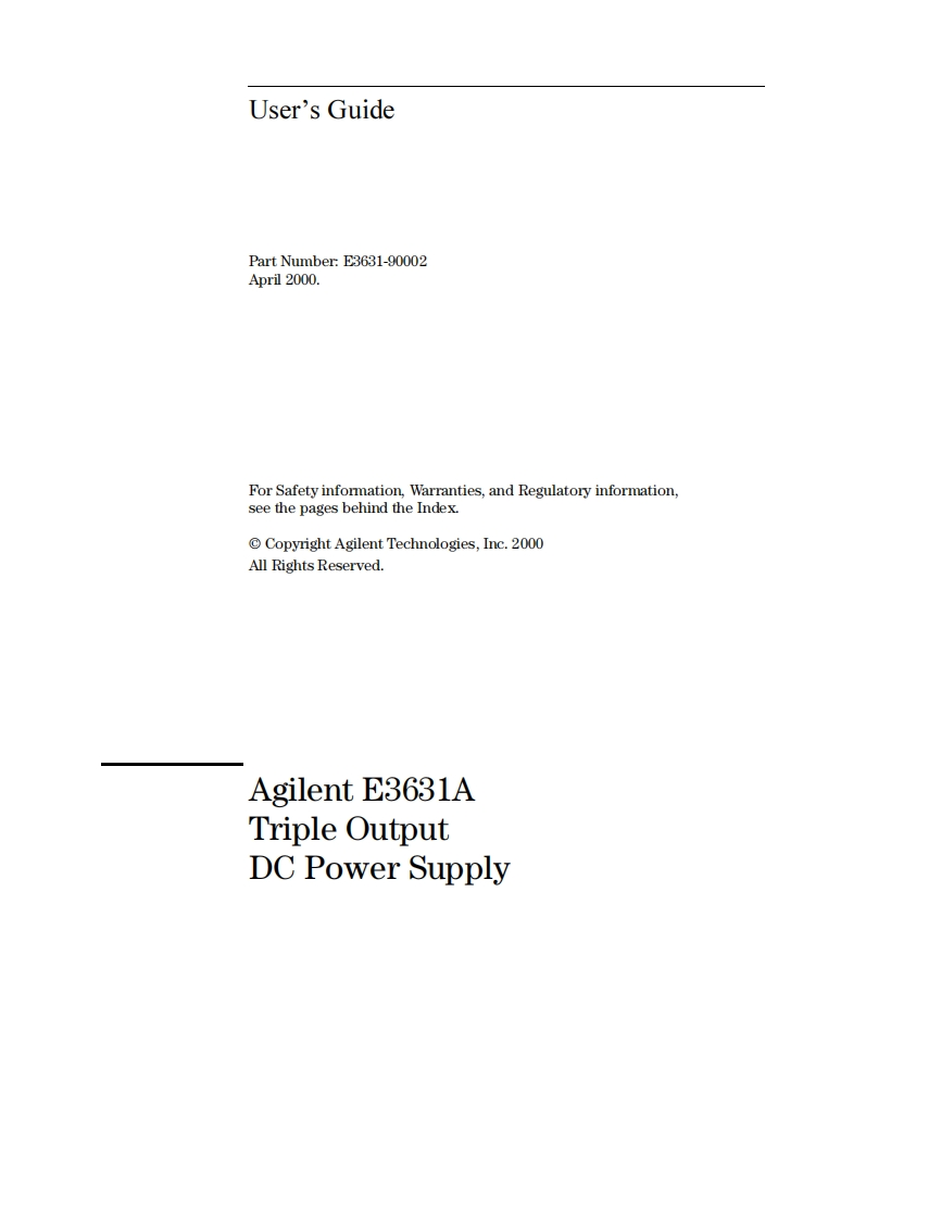 E3631A_User_Guide操作说明书手册