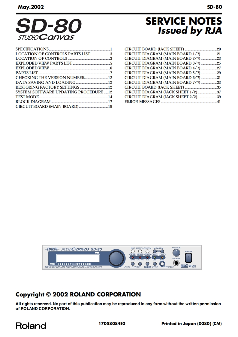 EDIROL_SD-80_维修手册电器原理图