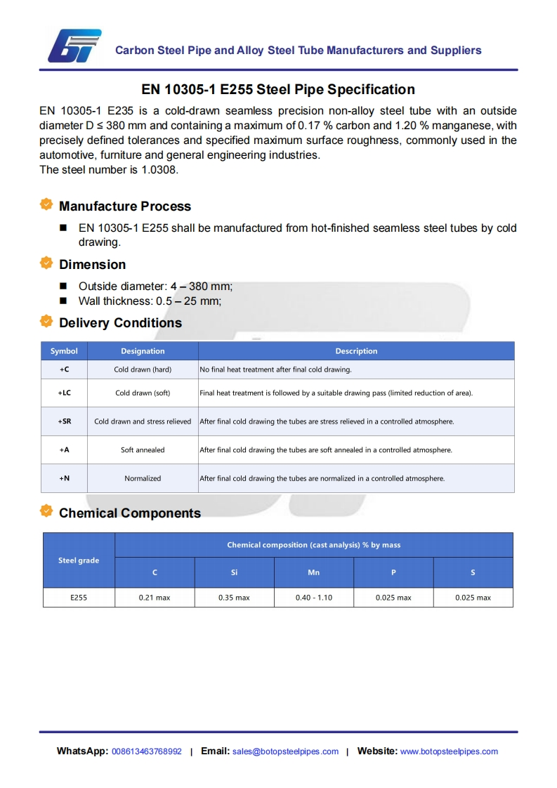 EN-10305-1-E255-Steel-Pipe-Specification