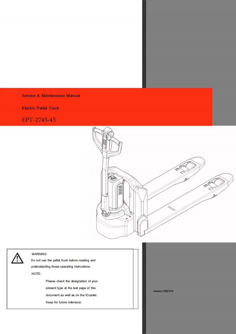 EPT-2745-45电动搬运叉车维修手册