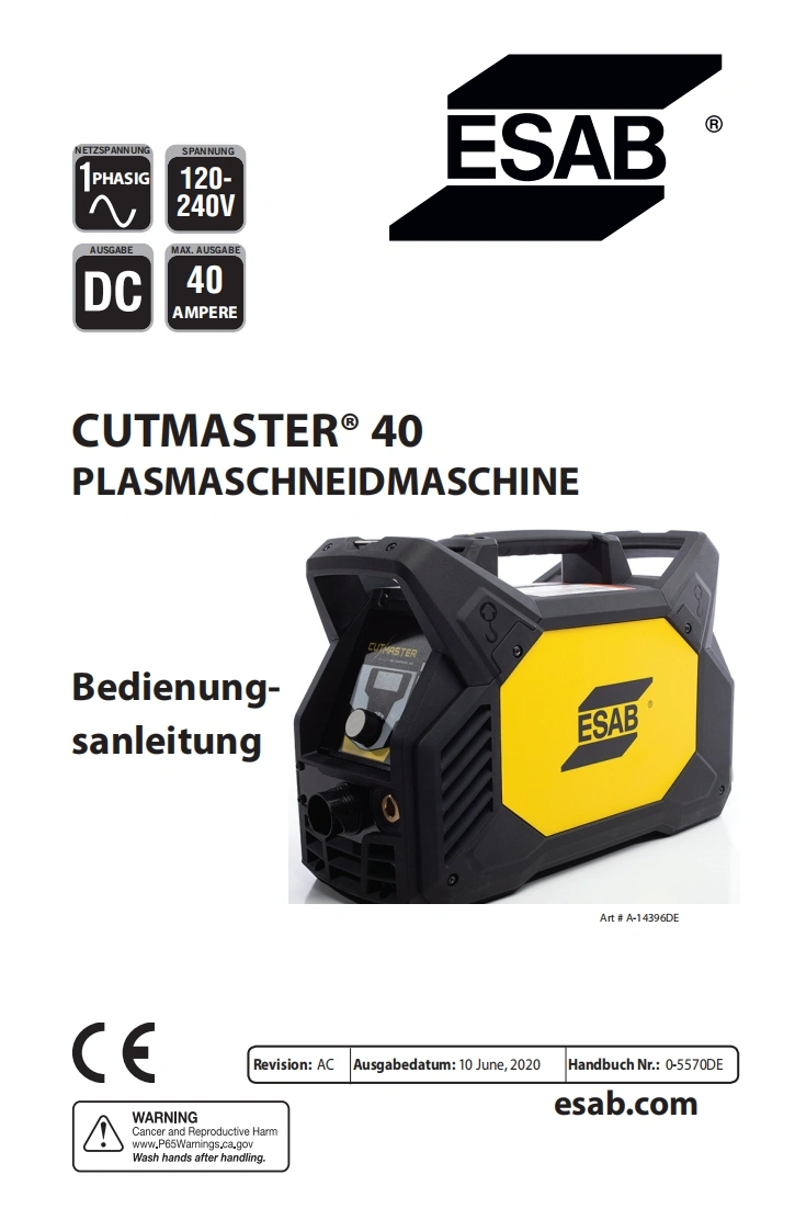 ESAB-CUTMASTER®-40操作手册含电器原理图