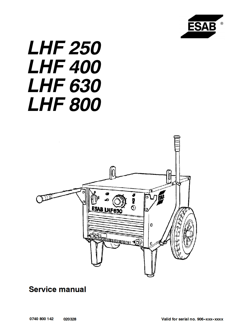 ESAB-LHF250-LHF400-LHF630-LHF800维修手册-找手册网