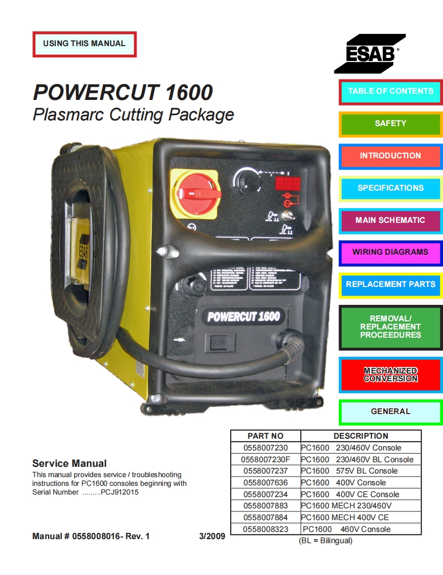 ESAB-PowerCut-1600操作与维修手册