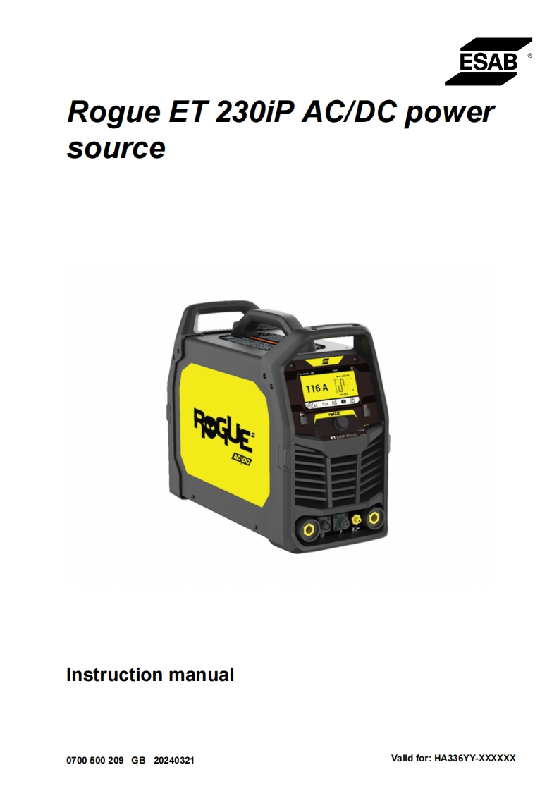 ESAB-ROGUE-ET-230iP-ACDC-Manual操作说明书手册