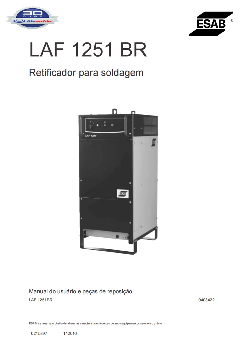 ESAB_LAF_1251_BR操作手册含电器原理图-找手册网