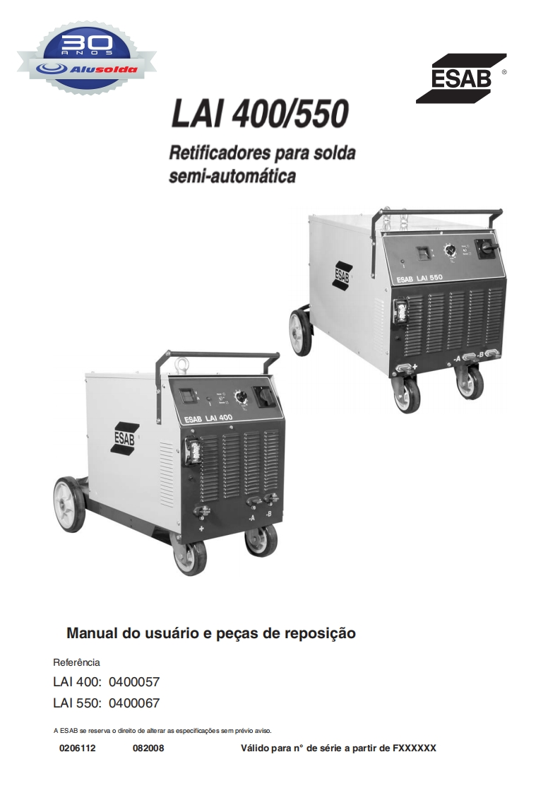 ESAB_LAI_400__550操作手册含电器原理图