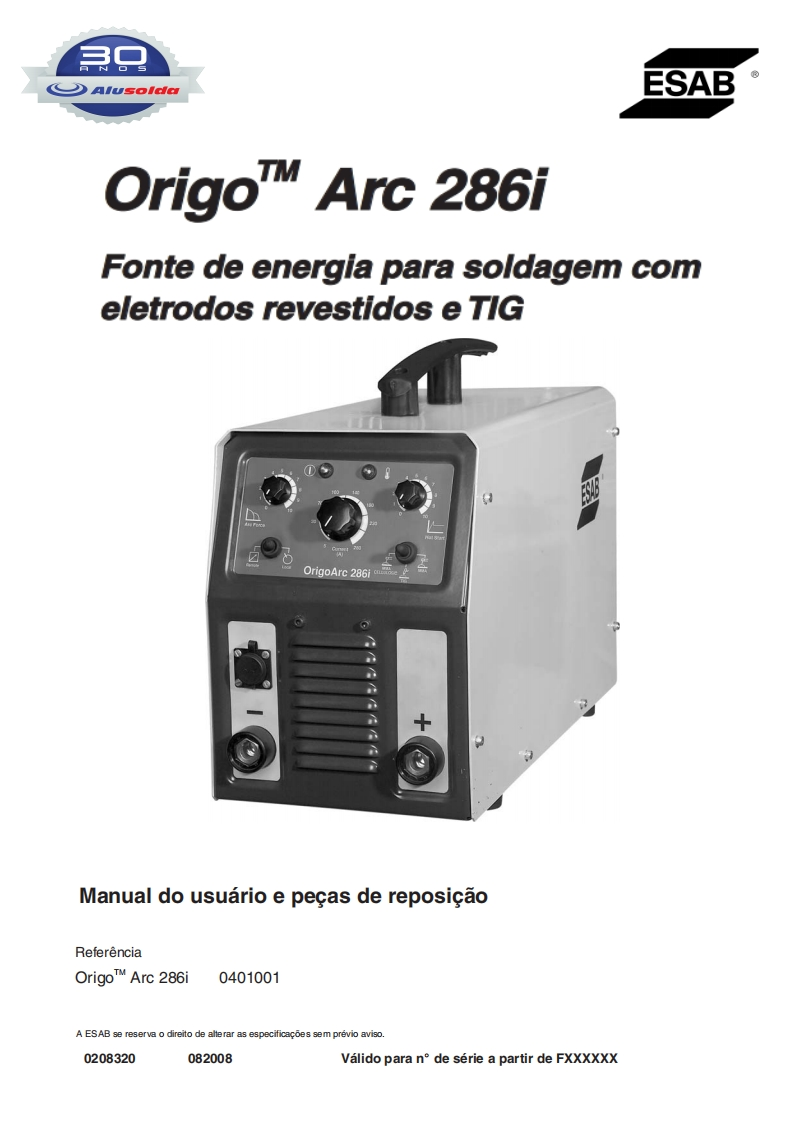 ESAB_ORIGO_ARC_286I(1)操作手册含电器原理图