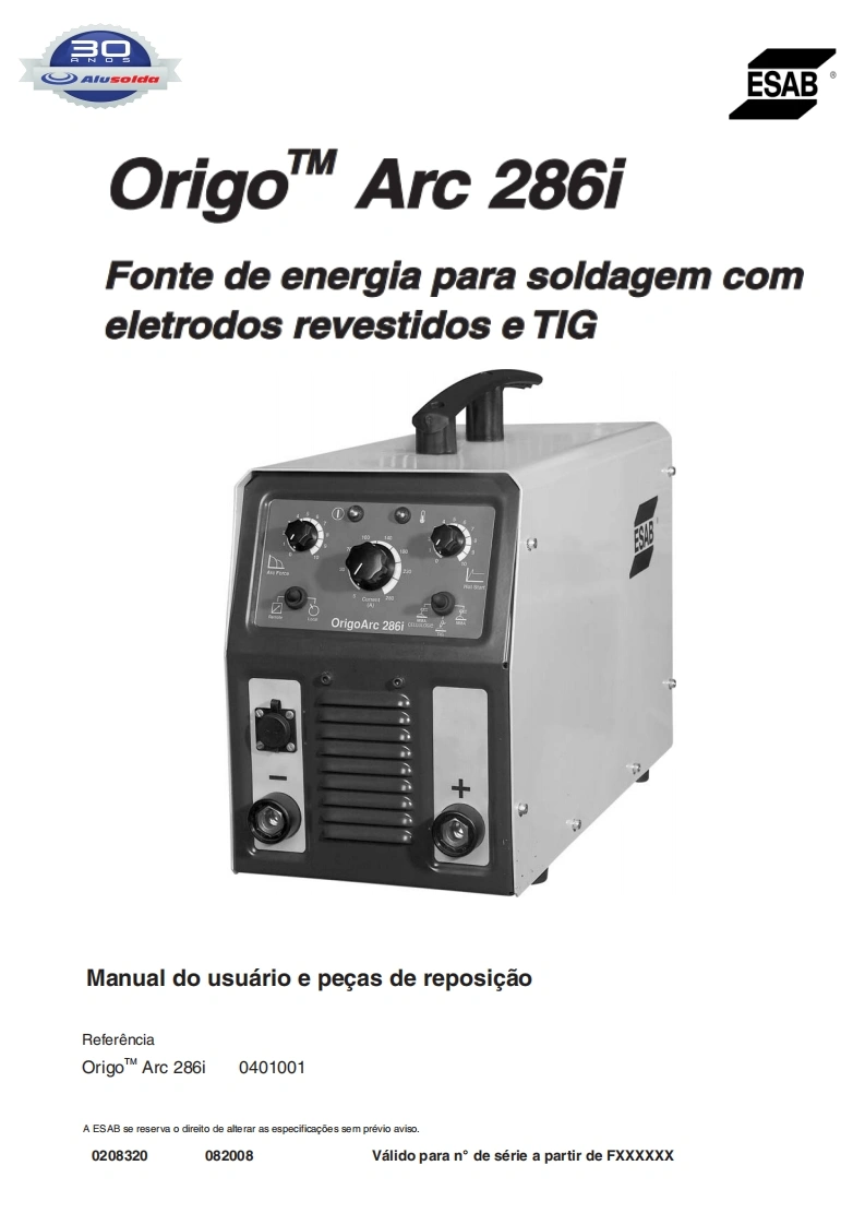 ESAB_ORIGO_ARC_286I操作手册含电器原理图