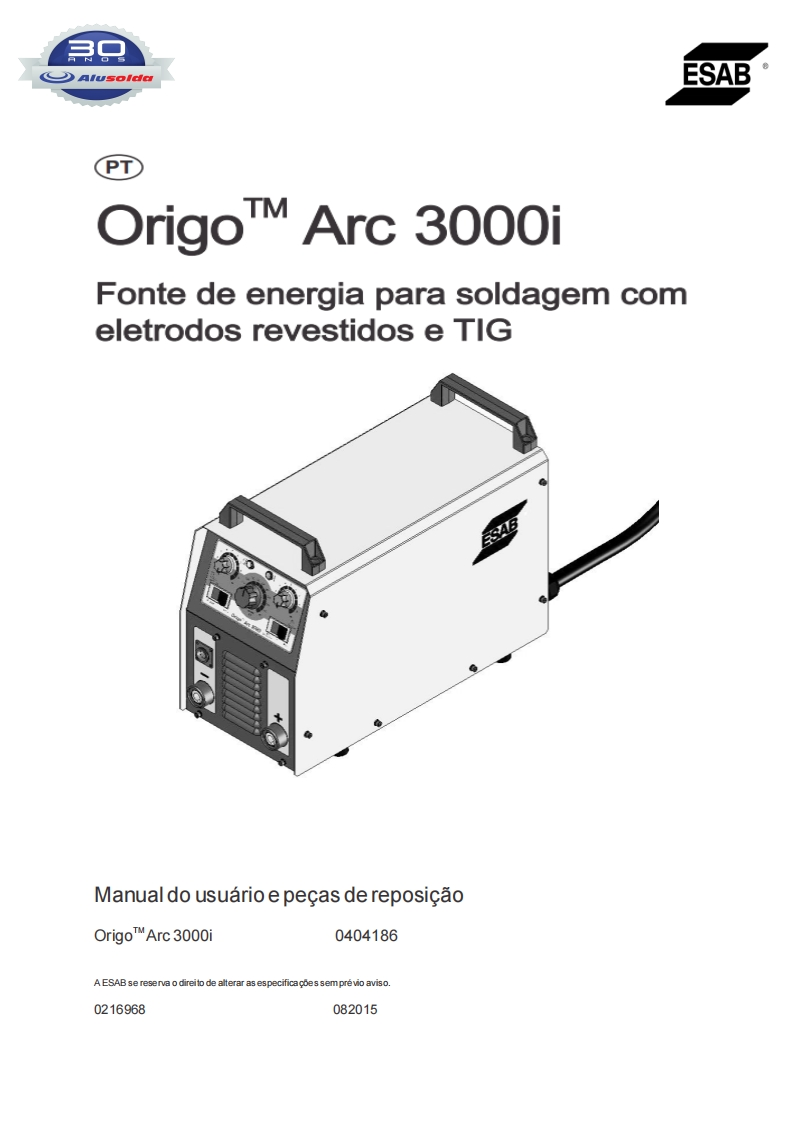 ESAB_ORIGO_ARC_3000I操作手册含电器原理图