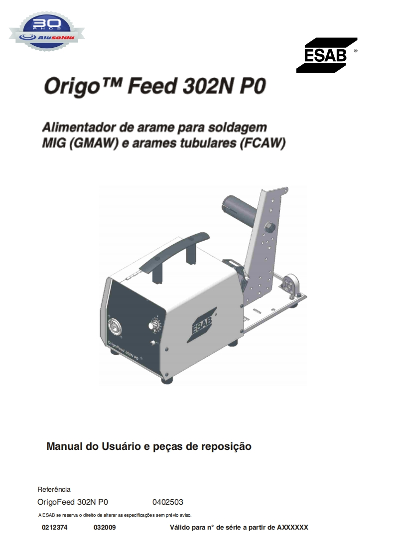 ESAB_ORIGO_FEED_302N_P0操作手册含电器原理图-找手册网