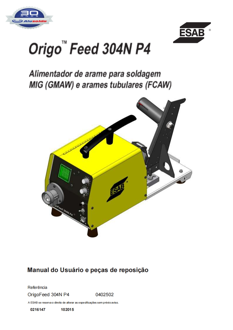 ESAB_ORIGO_FEED_304N_P4操作手册含电器原理图