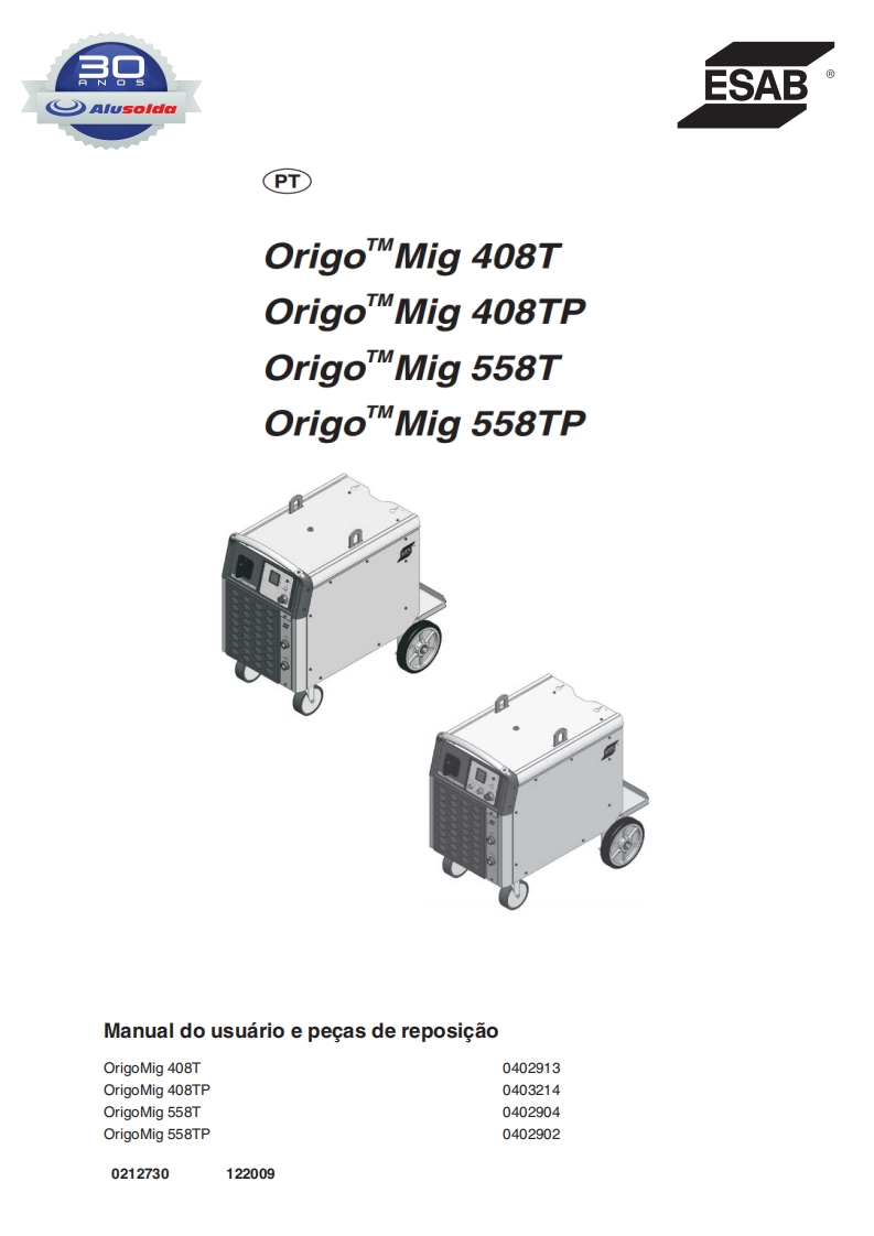 ESAB_ORIGO_MIG_408T__408TP__558T__558TP操作手册含电器原理图-找手册网