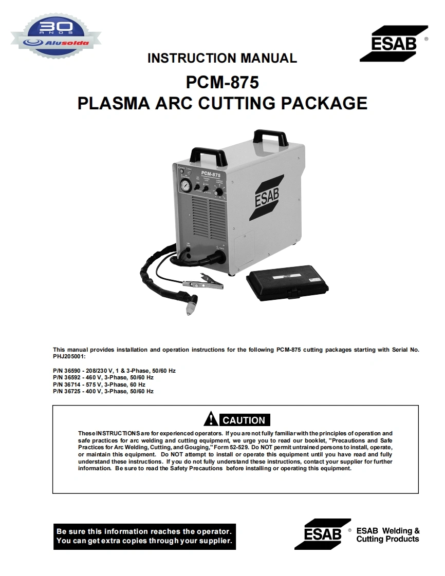 ESAB_PCM-875操作手册含电器原理图