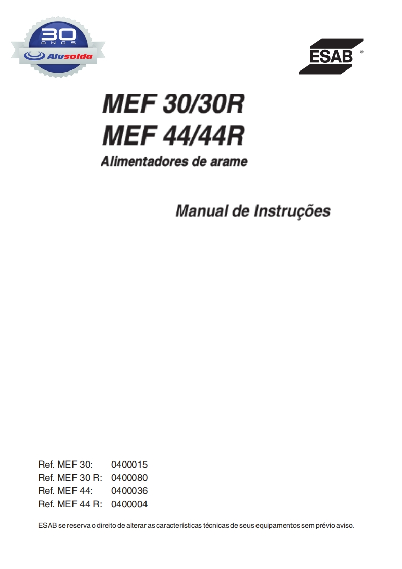 ESAB__MEF_30__30R__44__44R操作手册含电器原理图