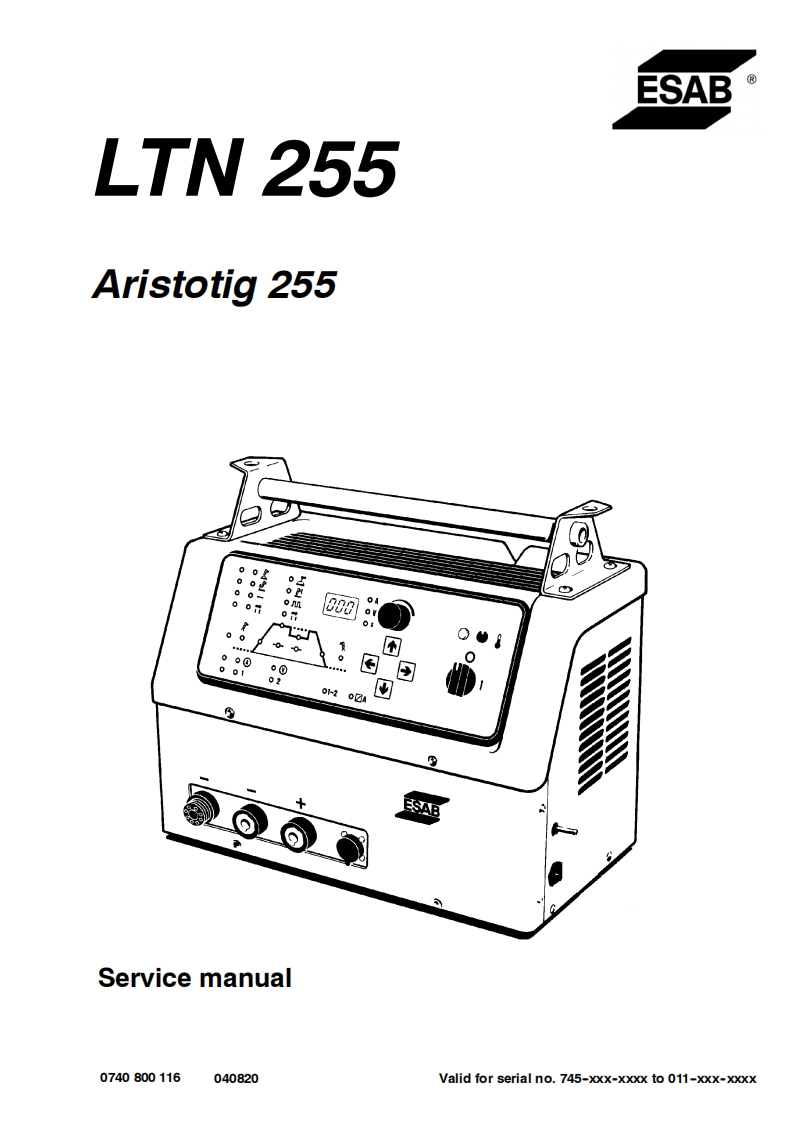 ESAB伊萨LTN255Aristotig255维修手册