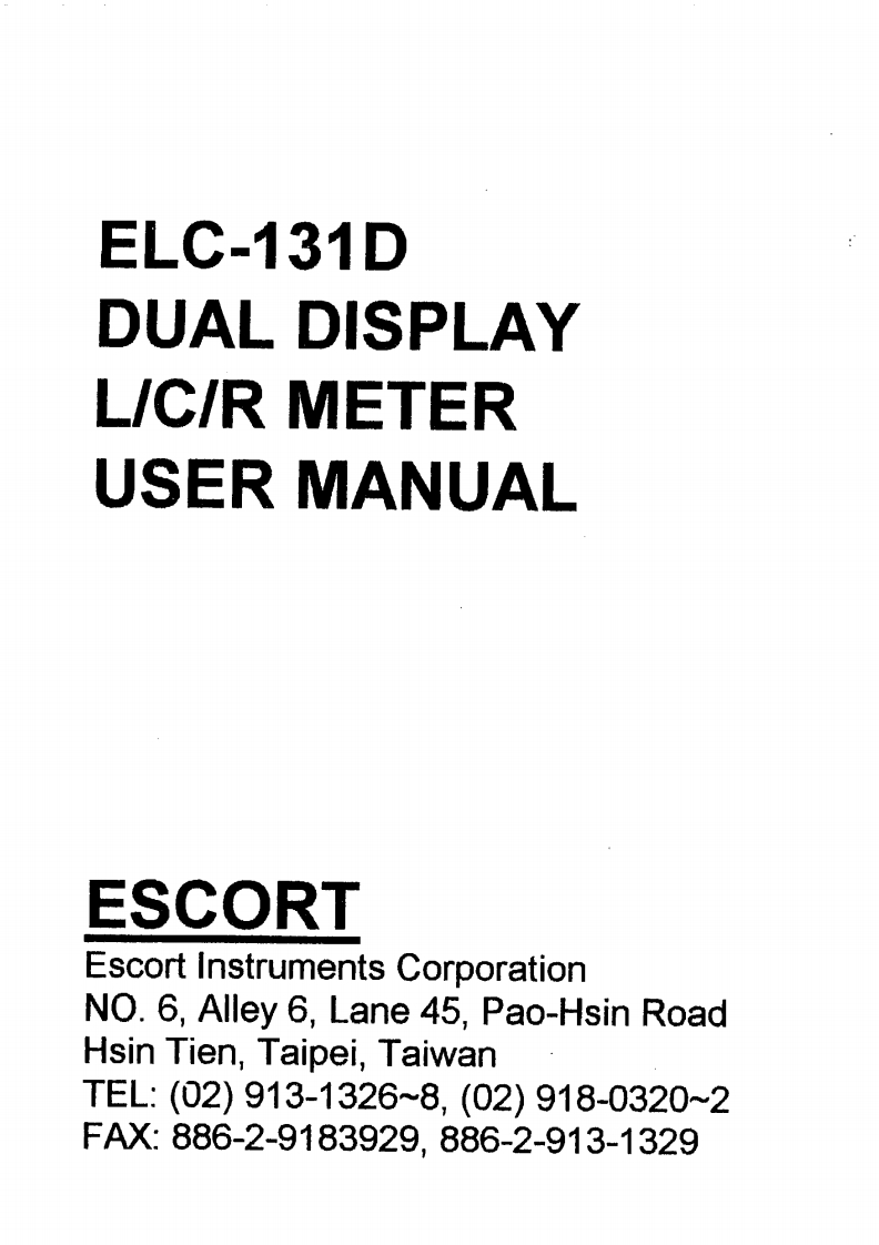 ESCORT_ELC-131D-操作说明书手册