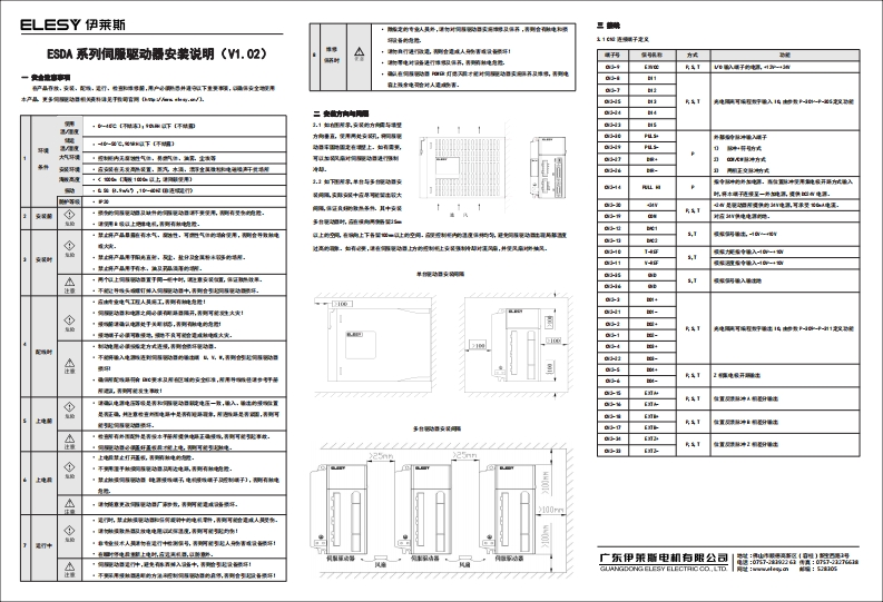 ESDA系列伺服驱动器安装说明（V1.02）