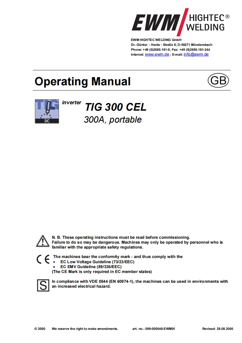EWM电焊机099-000048-EWM01_1操作与维修手册
