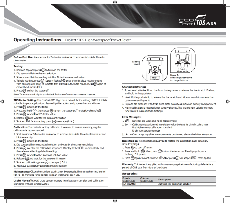 EcoTestr使用说明书手册uctions-HighTDS