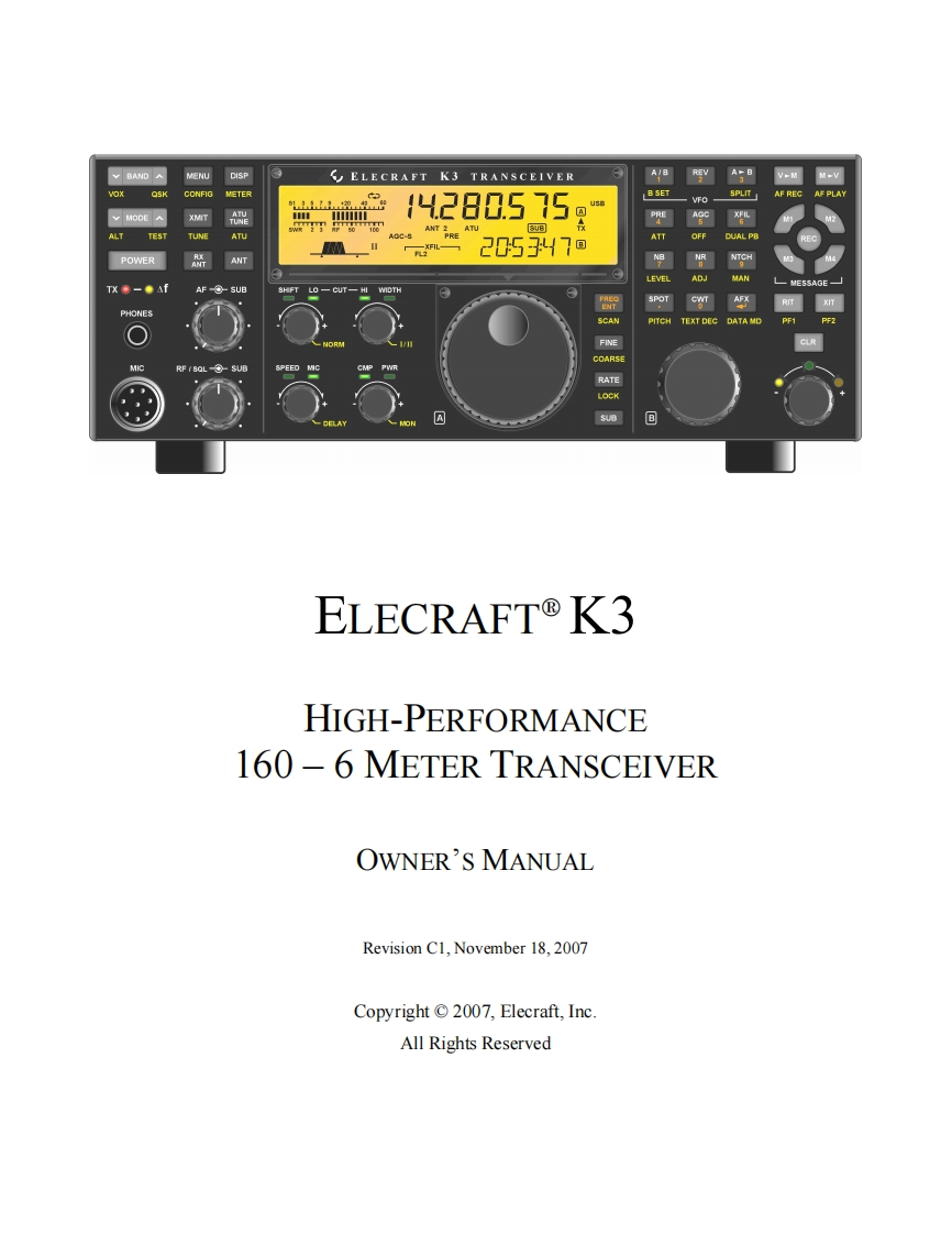 Elecraft_K3-Owners-Manual操作说明书手册-C1