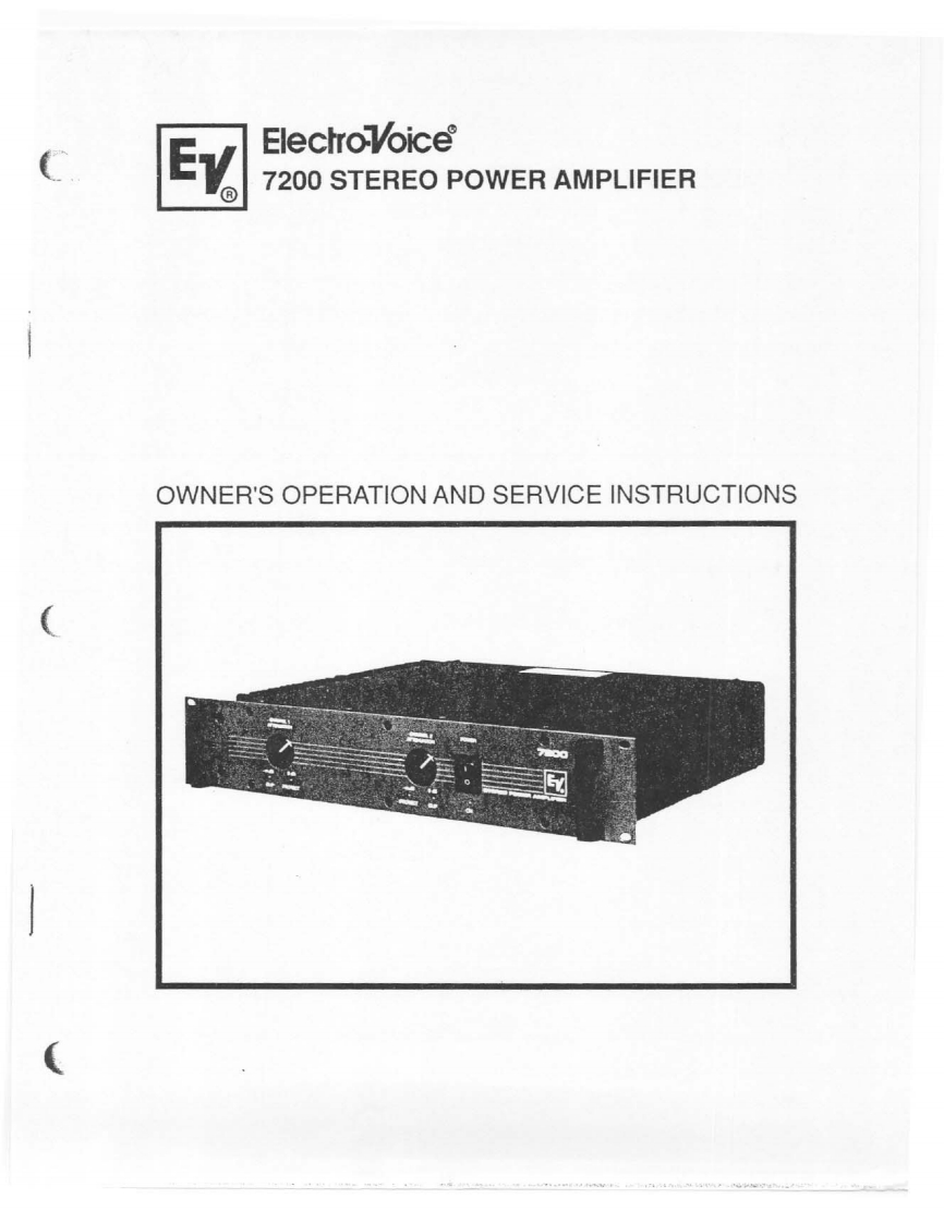 ElectroVoice-7200-pwr-维修说明书手册含电器原理图